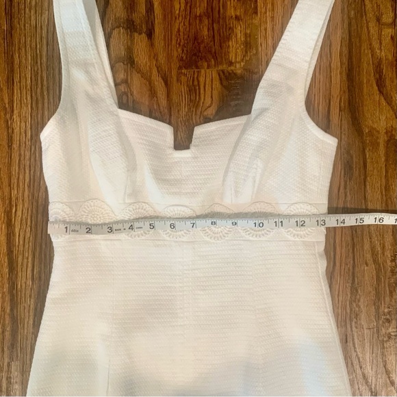 Trina Turk White Sleeveless Wide Strap Fitted Dress, textured, white, size 2 - Picture 4 of 7